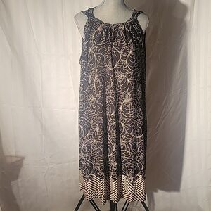 Lane Bryant Sleeveless Brown & Beige Floral Dress, Size: 22/24